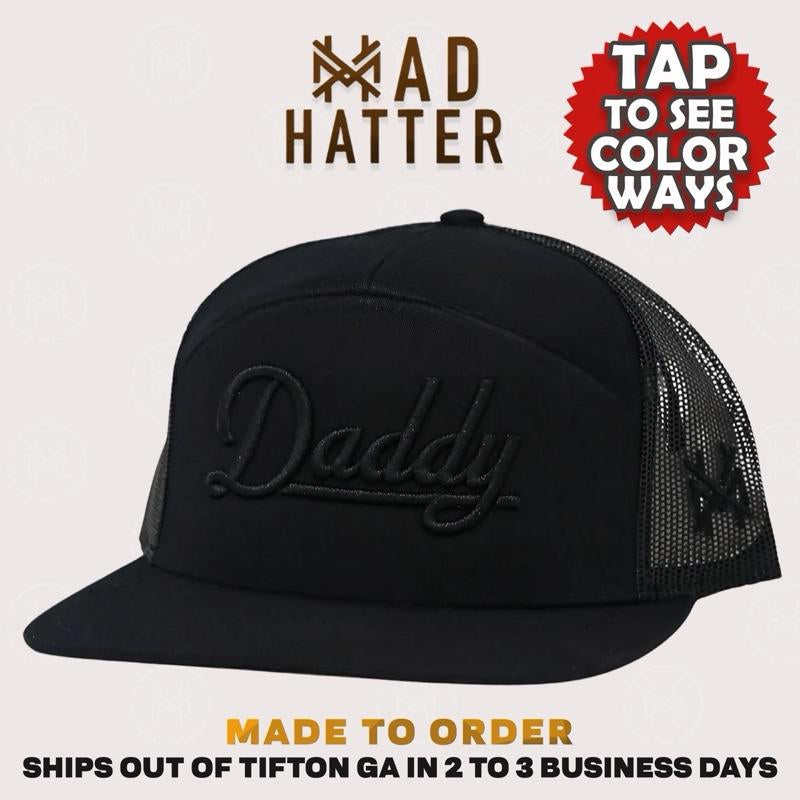 Daddy | by the Mad Hatter Co. 3D Puff Embroidery (Up to a Size 8 Head) Premium Mens Trucker Hat Gift Cap