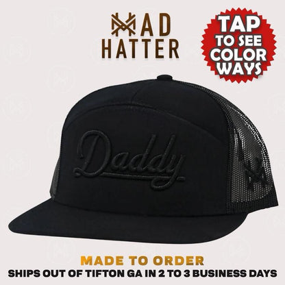 Daddy | by the Mad Hatter Co. 3D Puff Embroidery (Up to a Size 8 Head) Premium Mens Trucker Hat Gift Cap