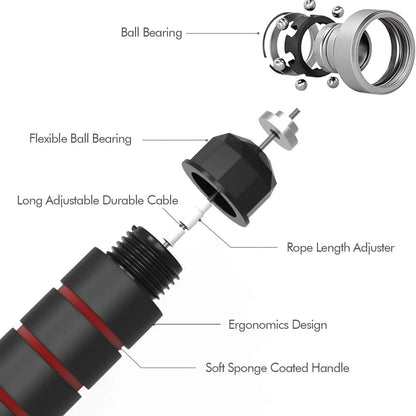 Adjustable Skipping Rope with Ball Bearing Durable Fitness Equipment for Women Men Teens Home Gym Workout