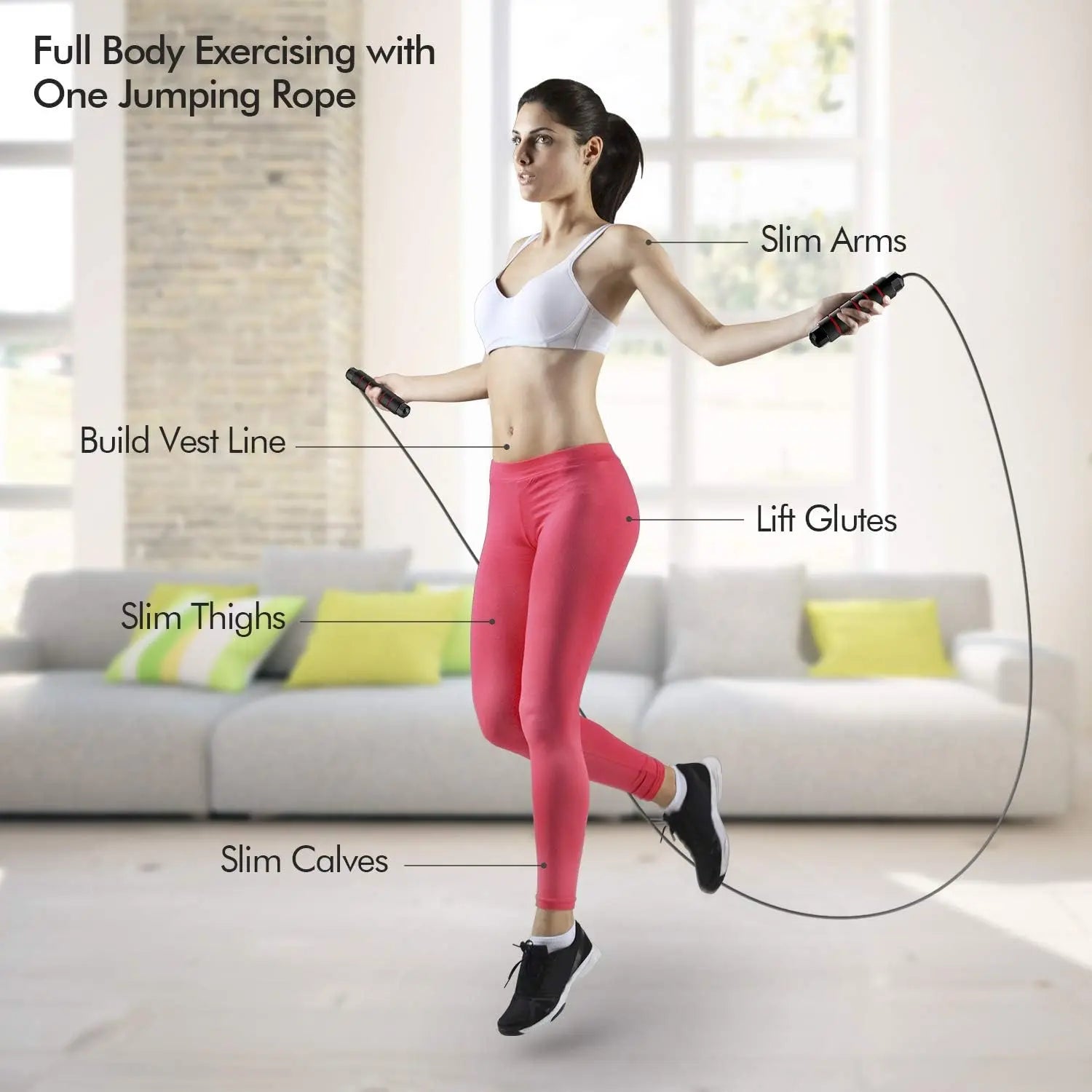 Adjustable Skipping Rope with Ball Bearing Durable Fitness Equipment for Women Men Teens Home Gym Workout